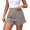 image:imagePRETTYGARDEN Womens Striped Boxer Shorts Summer 2026 Trendy Casual Elastic Waist Lounge Sleep Pajama Bottoms Beach ShortsStriped Black White