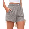 image:imagePRETTYGARDEN Womens Striped Boxer Shorts Summer 2026 Trendy Casual Elastic Waist Lounge Sleep Pajama Bottoms Beach ShortsStriped Black White