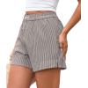 image:imagePRETTYGARDEN Womens Striped Boxer Shorts Summer 2026 Trendy Casual Elastic Waist Lounge Sleep Pajama Bottoms Beach ShortsStriped Black White