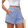 image:imagePRETTYGARDEN Womens Striped Boxer Shorts Summer 2026 Trendy Casual Elastic Waist Lounge Sleep Pajama Bottoms Beach ShortsStriped Blue White
