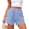 image:imagePRETTYGARDEN Womens Striped Boxer Shorts Summer 2026 Trendy Casual Elastic Waist Lounge Sleep Pajama Bottoms Beach ShortsStriped Blue White
