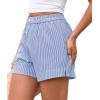 image:imagePRETTYGARDEN Womens Striped Boxer Shorts Summer 2026 Trendy Casual Elastic Waist Lounge Sleep Pajama Bottoms Beach ShortsStriped Blue White