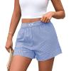 image:imagePRETTYGARDEN Womens Striped Boxer Shorts Summer 2026 Trendy Casual Elastic Waist Lounge Sleep Pajama Bottoms Beach ShortsStriped Blue White