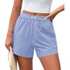 image:imagePRETTYGARDEN Womens Striped Boxer Shorts Summer 2026 Trendy Casual Elastic Waist Lounge Sleep Pajama Bottoms Beach ShortsStriped Blue White