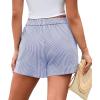 image:imagePRETTYGARDEN Womens Striped Boxer Shorts Summer 2026 Trendy Casual Elastic Waist Lounge Sleep Pajama Bottoms Beach ShortsStriped Dark Blue White