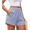 image:imagePRETTYGARDEN Womens Striped Boxer Shorts Summer 2026 Trendy Casual Elastic Waist Lounge Sleep Pajama Bottoms Beach ShortsStriped Dark Blue White