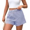 image:imagePRETTYGARDEN Womens Striped Boxer Shorts Summer 2026 Trendy Casual Elastic Waist Lounge Sleep Pajama Bottoms Beach ShortsStriped Dark Blue White