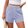 image:imagePRETTYGARDEN Womens Striped Boxer Shorts Summer 2026 Trendy Casual Elastic Waist Lounge Sleep Pajama Bottoms Beach ShortsStriped Dark Blue White