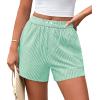 image:imagePRETTYGARDEN Womens Striped Boxer Shorts Summer 2026 Trendy Casual Elastic Waist Lounge Sleep Pajama Bottoms Beach ShortsStriped Green White