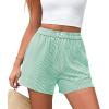 image:imagePRETTYGARDEN Womens Striped Boxer Shorts Summer 2026 Trendy Casual Elastic Waist Lounge Sleep Pajama Bottoms Beach ShortsStriped Green White