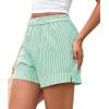 image:imagePRETTYGARDEN Womens Striped Boxer Shorts Summer 2026 Trendy Casual Elastic Waist Lounge Sleep Pajama Bottoms Beach ShortsStriped Green White