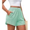 image:imagePRETTYGARDEN Womens Striped Boxer Shorts Summer 2026 Trendy Casual Elastic Waist Lounge Sleep Pajama Bottoms Beach ShortsStriped Green White