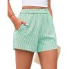 image:imagePRETTYGARDEN Womens Striped Boxer Shorts Summer 2026 Trendy Casual Elastic Waist Lounge Sleep Pajama Bottoms Beach ShortsStriped Green White