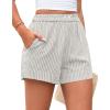 image:imagePRETTYGARDEN Womens Striped Boxer Shorts Summer 2026 Trendy Casual Elastic Waist Lounge Sleep Pajama Bottoms Beach ShortsStriped Grey Blue White