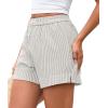 image:imagePRETTYGARDEN Womens Striped Boxer Shorts Summer 2026 Trendy Casual Elastic Waist Lounge Sleep Pajama Bottoms Beach ShortsStriped Grey Blue White