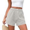 image:imagePRETTYGARDEN Womens Striped Boxer Shorts Summer 2026 Trendy Casual Elastic Waist Lounge Sleep Pajama Bottoms Beach ShortsStriped Grey Blue White