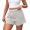 image:imagePRETTYGARDEN Womens Striped Boxer Shorts Summer 2026 Trendy Casual Elastic Waist Lounge Sleep Pajama Bottoms Beach ShortsStriped Grey Blue White