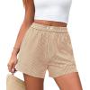 image:imagePRETTYGARDEN Womens Striped Boxer Shorts Summer 2026 Trendy Casual Elastic Waist Lounge Sleep Pajama Bottoms Beach ShortsStriped Khaki White