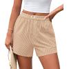 image:imagePRETTYGARDEN Womens Striped Boxer Shorts Summer 2026 Trendy Casual Elastic Waist Lounge Sleep Pajama Bottoms Beach ShortsStriped Khaki White