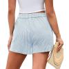 image:imagePRETTYGARDEN Womens Striped Boxer Shorts Summer 2026 Trendy Casual Elastic Waist Lounge Sleep Pajama Bottoms Beach ShortsStriped Light Blue White