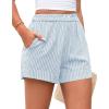 image:imagePRETTYGARDEN Womens Striped Boxer Shorts Summer 2026 Trendy Casual Elastic Waist Lounge Sleep Pajama Bottoms Beach ShortsStriped Light Blue White