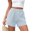 image:imagePRETTYGARDEN Womens Striped Boxer Shorts Summer 2026 Trendy Casual Elastic Waist Lounge Sleep Pajama Bottoms Beach ShortsStriped Light Blue White
