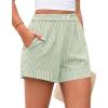 image:imagePRETTYGARDEN Womens Striped Boxer Shorts Summer 2026 Trendy Casual Elastic Waist Lounge Sleep Pajama Bottoms Beach ShortsStriped Light Green White