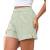 image:imagePRETTYGARDEN Womens Striped Boxer Shorts Summer 2026 Trendy Casual Elastic Waist Lounge Sleep Pajama Bottoms Beach ShortsStriped Light Green White