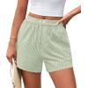 image:imagePRETTYGARDEN Womens Striped Boxer Shorts Summer 2026 Trendy Casual Elastic Waist Lounge Sleep Pajama Bottoms Beach ShortsStriped Light Green White