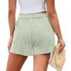image:imagePRETTYGARDEN Womens Striped Boxer Shorts Summer 2026 Trendy Casual Elastic Waist Lounge Sleep Pajama Bottoms Beach ShortsStriped Light Green White