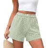 image:imagePRETTYGARDEN Womens Striped Boxer Shorts Summer 2026 Trendy Casual Elastic Waist Lounge Sleep Pajama Bottoms Beach ShortsStriped Light Green White