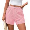image:imagePRETTYGARDEN Womens Striped Boxer Shorts Summer 2026 Trendy Casual Elastic Waist Lounge Sleep Pajama Bottoms Beach ShortsStriped Pink White
