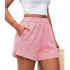 image:imagePRETTYGARDEN Womens Striped Boxer Shorts Summer 2026 Trendy Casual Elastic Waist Lounge Sleep Pajama Bottoms Beach ShortsStriped Pink White