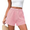 image:imagePRETTYGARDEN Womens Striped Boxer Shorts Summer 2026 Trendy Casual Elastic Waist Lounge Sleep Pajama Bottoms Beach ShortsStriped Pink White