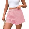 image:imagePRETTYGARDEN Womens Striped Boxer Shorts Summer 2026 Trendy Casual Elastic Waist Lounge Sleep Pajama Bottoms Beach ShortsStriped Pink White
