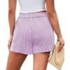 image:imagePRETTYGARDEN Womens Striped Boxer Shorts Summer 2026 Trendy Casual Elastic Waist Lounge Sleep Pajama Bottoms Beach ShortsStriped Purple White