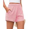 image:imagePRETTYGARDEN Womens Striped Boxer Shorts Summer 2026 Trendy Casual Elastic Waist Lounge Sleep Pajama Bottoms Beach ShortsStriped Red White