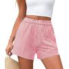 image:imagePRETTYGARDEN Womens Striped Boxer Shorts Summer 2026 Trendy Casual Elastic Waist Lounge Sleep Pajama Bottoms Beach ShortsStriped Red White