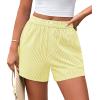 image:imagePRETTYGARDEN Womens Striped Boxer Shorts Summer 2026 Trendy Casual Elastic Waist Lounge Sleep Pajama Bottoms Beach ShortsStriped Yellow White