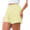 image:imagePRETTYGARDEN Womens Striped Boxer Shorts Summer 2026 Trendy Casual Elastic Waist Lounge Sleep Pajama Bottoms Beach ShortsStriped Yellow White