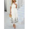 image:imagePRETTYGARDEN Womens Summer Boho Maxi Dress 2026 Spring Floral Short Sleeve V Neck A Line Flowy Beach Wedding Guest DressesBeige