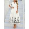 image:imagePRETTYGARDEN Womens Summer Boho Maxi Dress 2026 Spring Floral Short Sleeve V Neck A Line Flowy Beach Wedding Guest DressesBeige