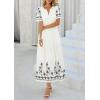 image:imagePRETTYGARDEN Womens Summer Boho Maxi Dress 2026 Spring Floral Short Sleeve V Neck A Line Flowy Beach Wedding Guest DressesBeige