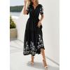 image:imagePRETTYGARDEN Womens Summer Boho Maxi Dress 2026 Spring Floral Short Sleeve V Neck A Line Flowy Beach Wedding Guest DressesBlack