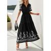 image:imagePRETTYGARDEN Womens Summer Boho Maxi Dress 2026 Spring Floral Short Sleeve V Neck A Line Flowy Beach Wedding Guest DressesBlack