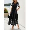 image:imagePRETTYGARDEN Womens Summer Boho Maxi Dress 2026 Spring Floral Short Sleeve V Neck A Line Flowy Beach Wedding Guest DressesBlack
