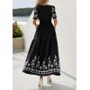 image:imagePRETTYGARDEN Womens Summer Boho Maxi Dress 2026 Spring Floral Short Sleeve V Neck A Line Flowy Beach Wedding Guest DressesBlack
