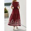 image:imagePRETTYGARDEN Womens Summer Boho Maxi Dress 2026 Spring Floral Short Sleeve V Neck A Line Flowy Beach Wedding Guest DressesBurgundy