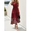 image:imagePRETTYGARDEN Womens Summer Boho Maxi Dress 2026 Spring Floral Short Sleeve V Neck A Line Flowy Beach Wedding Guest DressesBurgundy