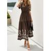 image:imagePRETTYGARDEN Womens Summer Boho Maxi Dress 2026 Spring Floral Short Sleeve V Neck A Line Flowy Beach Wedding Guest DressesCoffee